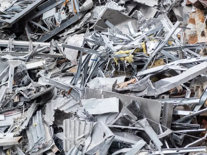 Aluminium sections stacked for pickup by Karthiga Traders