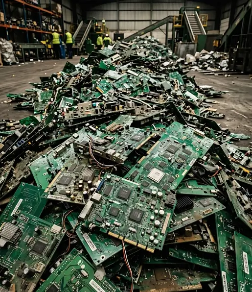 Old desktop computers and laptops collected for recycling
