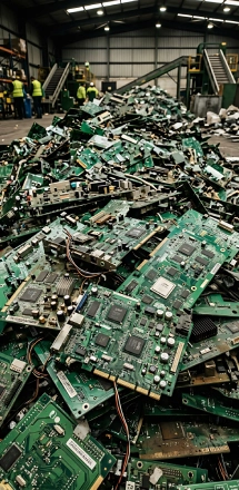 E-waste circuit boards from computers and servers