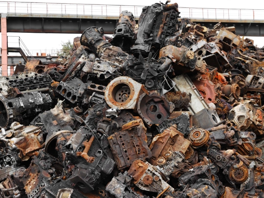 Heavy iron scrap sorted at a Karthiga Traders collection